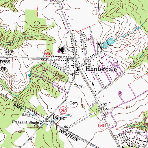Topographic Map of Hunterdale Volunteer Fire Department, VA