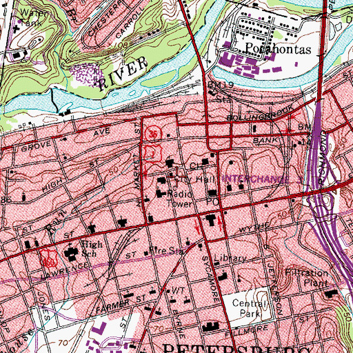 Topographic Map of Petersburg Fire Department Administration, VA