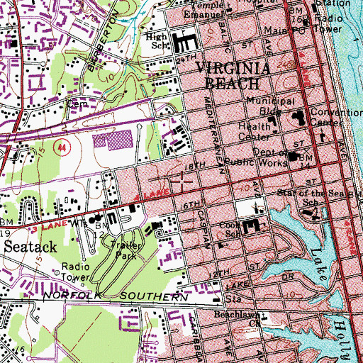 Topographic Map of Virginia Beach Volunteer Emergency Medical Services Station 14 Virginia Beach, VA