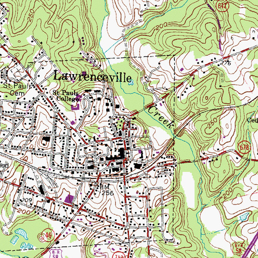 Topographic Map of Lawrenceville Volunteer Fire Department Company 7, VA