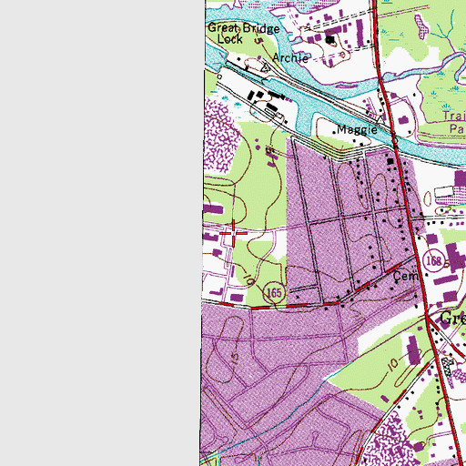 Topographic Map of Chesapeake Fire Department Administration, VA