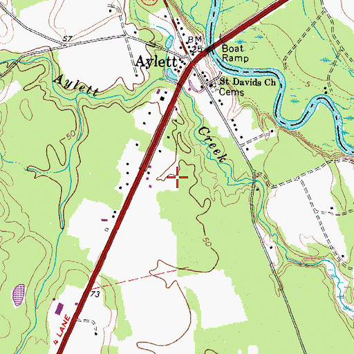 Topographic Map of King William Volunteer Fire and Rescue, VA
