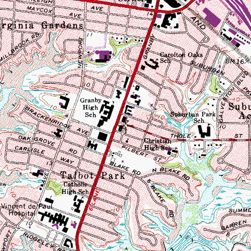 Topographic Map of Norfolk Fire Training and Development, VA