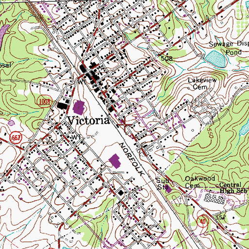 Topographic Map of Victoria Fire Department, VA