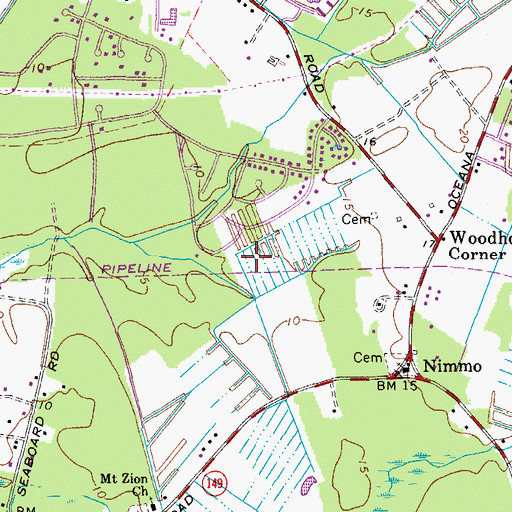 Topographic Map of Virginia Beach Fire Department Station 21 General Booth, VA