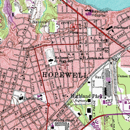 Topographic Map of Hopewell Emergency Crew, VA