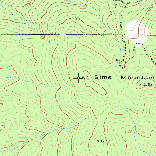 Topographic Map of Sims Mountain, CA