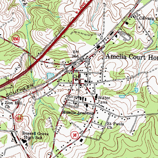 Topographic Map of Amelia Fire Department Administration, VA