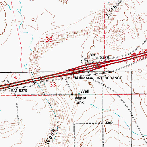 Topographic Map of Adamana Interchange, AZ