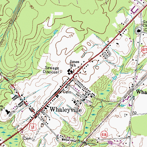 Topographic Map of Suffolk Department of Fire and Rescue Station 8 Whaleyville Volunteer Fire Department, VA