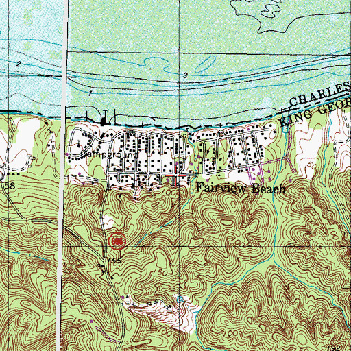 Topographic Map of King George Fire and Rescue Company 3 Fairview Beach, VA