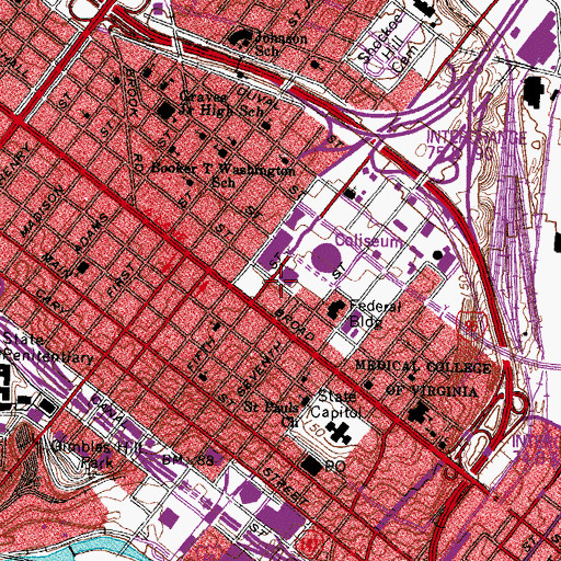 Topographic Map of Richmond City Department of Fire and Emergency Services Administration, VA