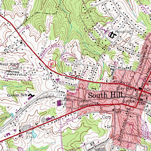 Topographic Map of Southside Rescue Squad, VA