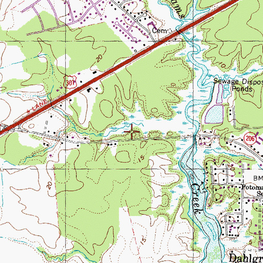 Topographic Map of King George Fire and Rescue Company 2 Dahlgren, VA