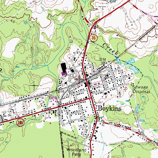 Topographic Map of Boykins Volunteer Fire Department and Rescue Squad, VA