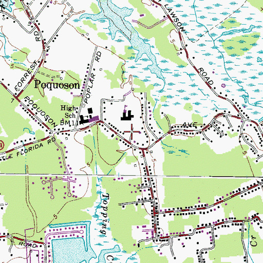 Topographic Map of Poquoson City Fire and Rescue Station 1, VA