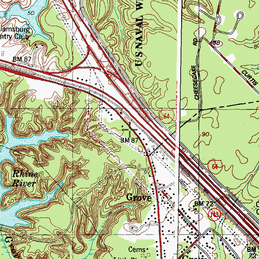 Topographic Map of James City County Fire Department / Ambulance Station 2, VA