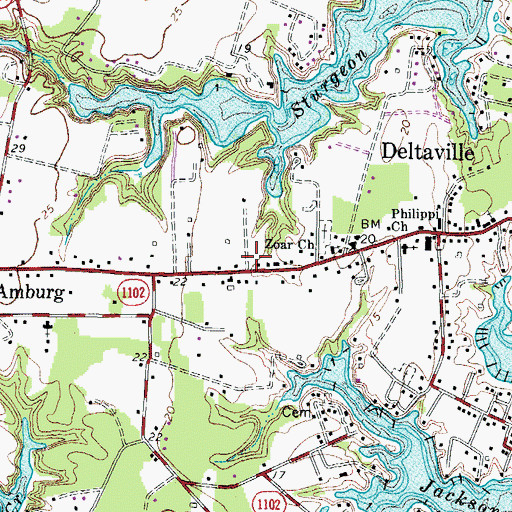 Topographic Map of Lower Middlesex Volunteer Fire Department, VA