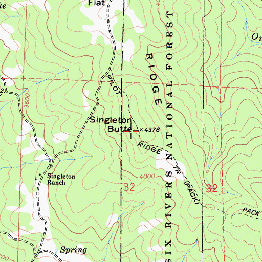 Topographic Map of Singleton Butte, CA