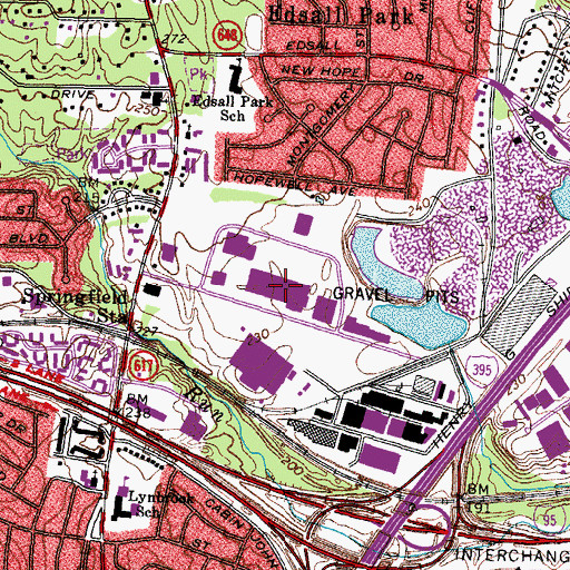 Topographic Map of Fairfax County Fire and Rescue Department Logistics Distribution Center, VA