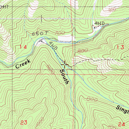 Topographic Map of Singleton Creek, CA