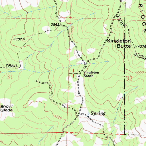 Topographic Map of Singleton Ranch, CA