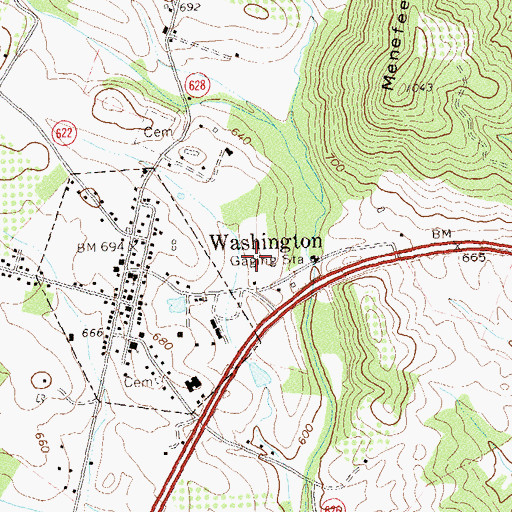 Topographic Map of Washington Volunteer Fire and Rescue, VA