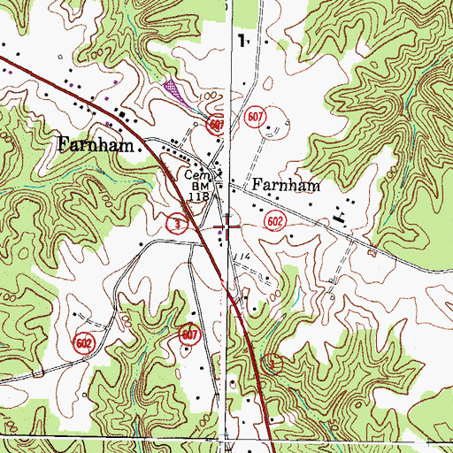 Topographic Map of Richmond County Volunteer Fire Department Station 2, VA
