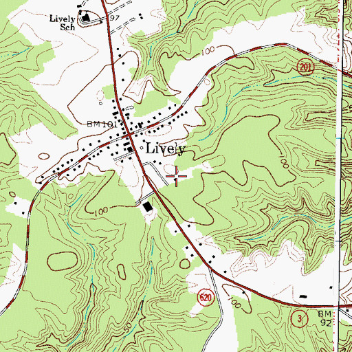 Topographic Map of Upper Lancaster Volunteer Rescue Squad, VA