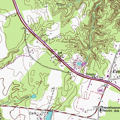 Topographic Map of Tappahannock - Essex Volunteer Fire Department Station 2, VA