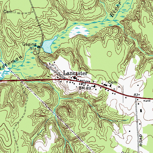 Topographic Map of Lancaster County Emergency Medical Services, VA