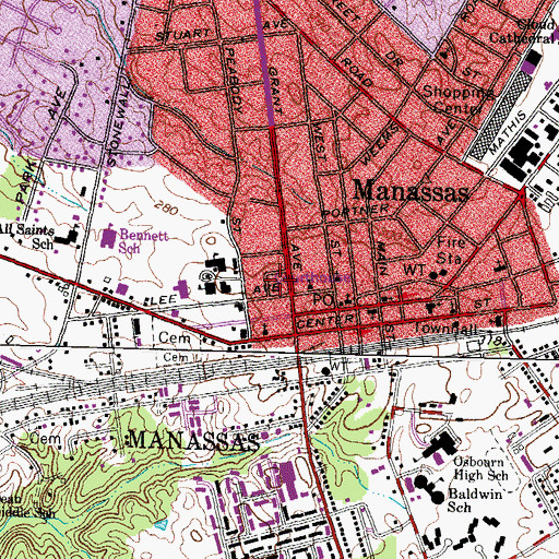 Topographic Map of Prince William County Department of Fire and Rescue, VA