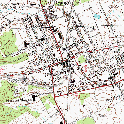 Topographic Map of Orange County Emergency Services, VA