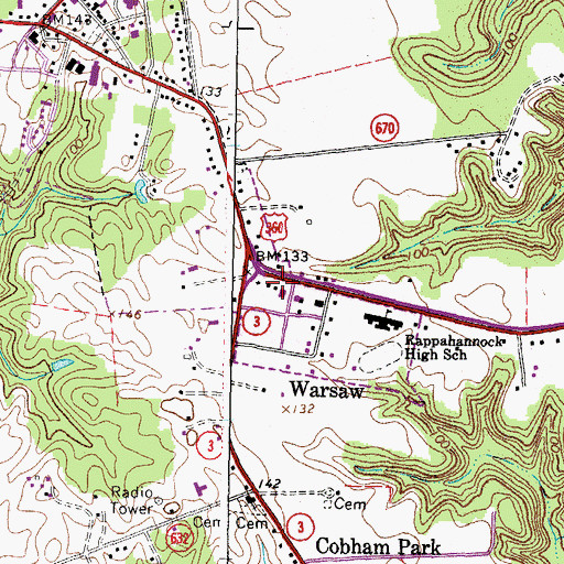 Topographic Map of Richmond County Rescue Squad, VA