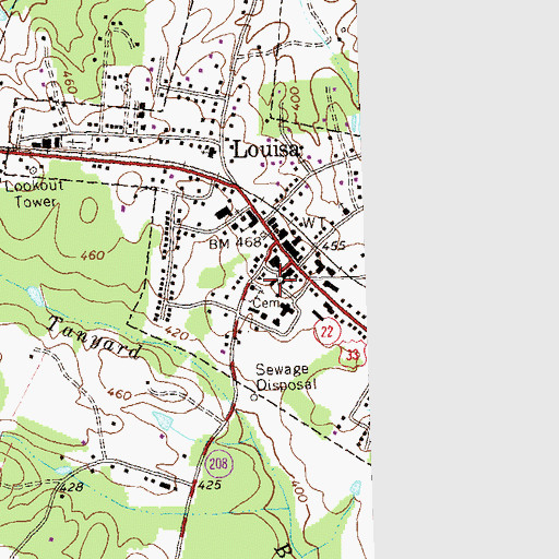 Topographic Map of Louisa County Department of Fire and Emergency Services, VA