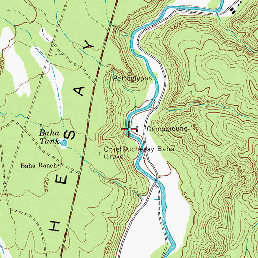 Topographic Map of Alchesay Springs Campground, AZ