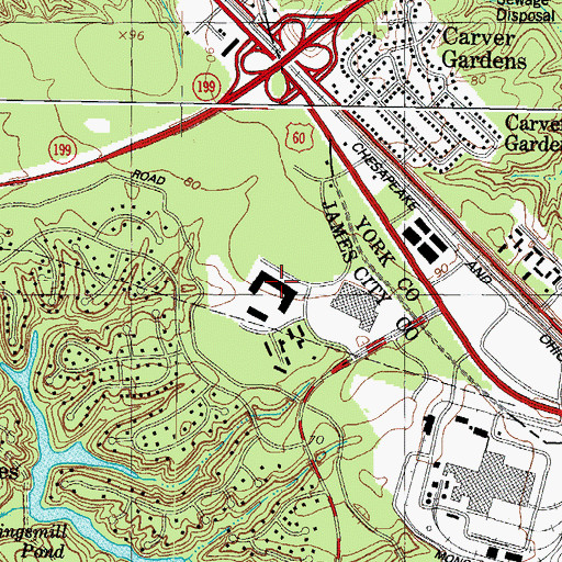 Topographic Map of James City County Fire Department Administration, VA
