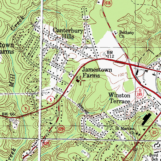 Topographic Map of James City County Fire Department / Ambulance Station 3, VA