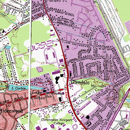 Topographic Map of Newport News Fire and Emergency Medical Services Station 10, VA