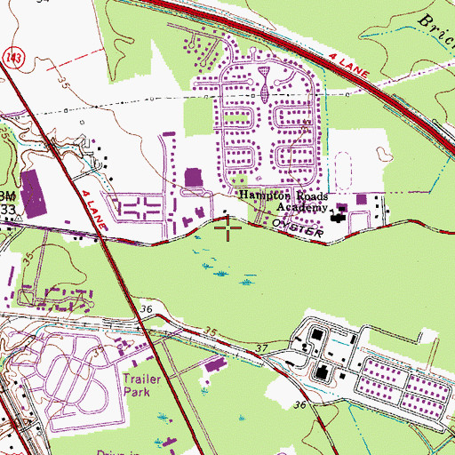 Topographic Map of Newport News Fire and Emergency Medical Services Station 6, VA