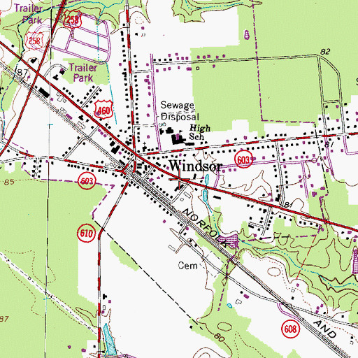 Topographic Map of Windsor Volunteer Rescue Squad, VA