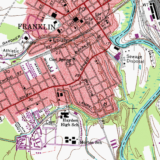 Topographic Map of Franklin Fire and Rescue Pretlow Auxiliary Station 1A, VA