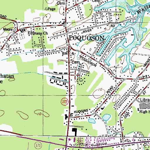 Topographic Map of Poquoson City Fire and Rescue Station 2, VA