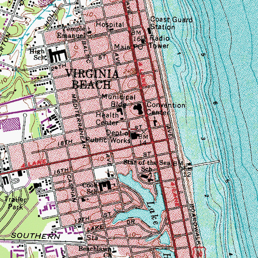 Topographic Map of Virginia Beach Lifesaving Service, VA