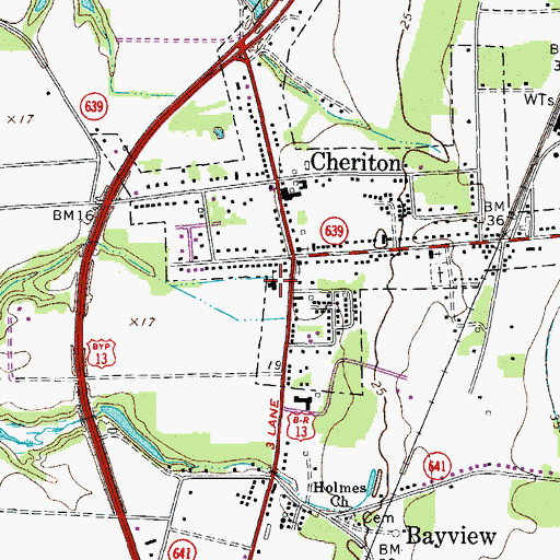 Topographic Map of Cheriton Volunteer Fire Department, VA