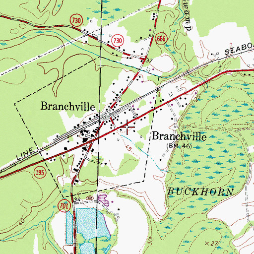 Topographic Map of Branchville Volunteer Fire Department, VA