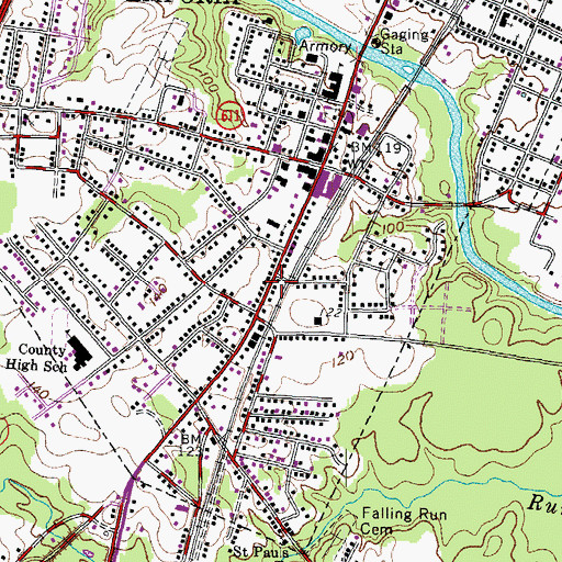 Topographic Map of Greensville Volunteer Rescue Squad, VA