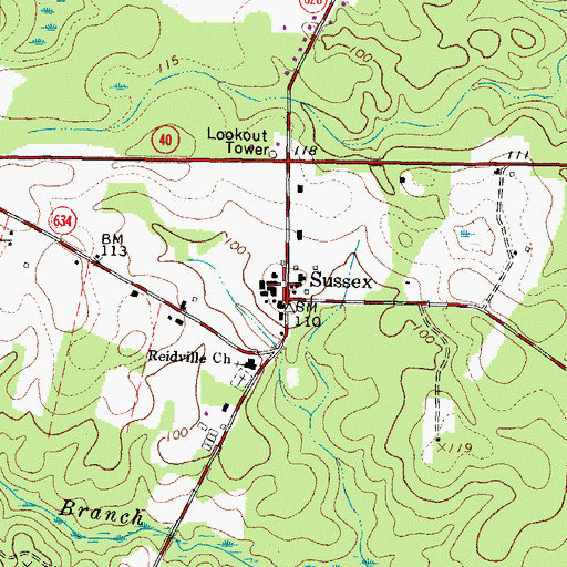 Topographic Map of Sussex County Office of Public Safety, VA
