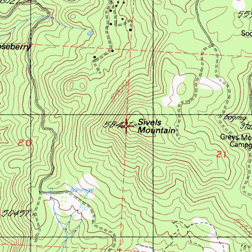 Topographic Map of Sivels Mountain, CA