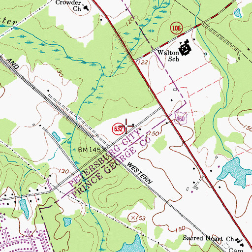 Topographic Map of Petersburg Fire Training Division, VA